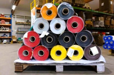 رول‌های پارچه PVC وارداتی در انبار آکام تجارت کسری